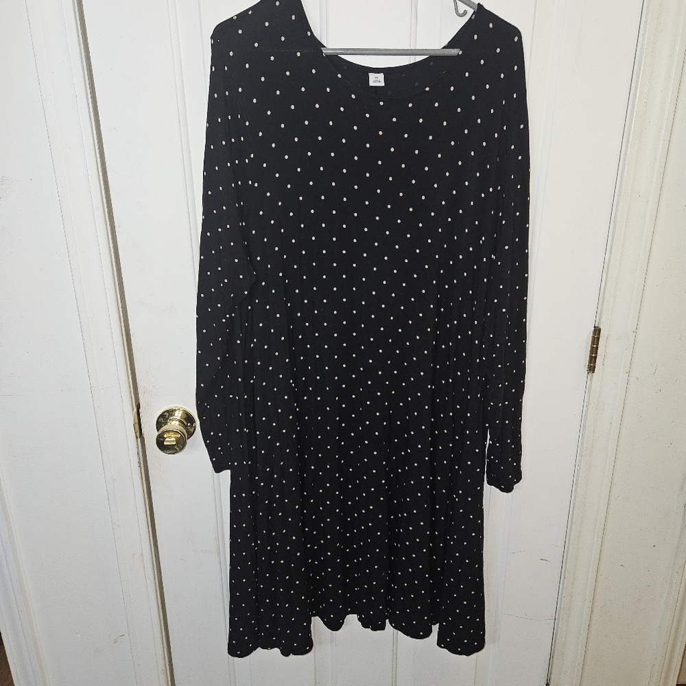 Black and White Polka Dot, Long-sleeve Dress Old Navy 2X